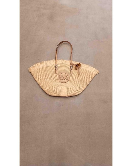 Michael Kors Natural Lg Fan Tote Calf Leather