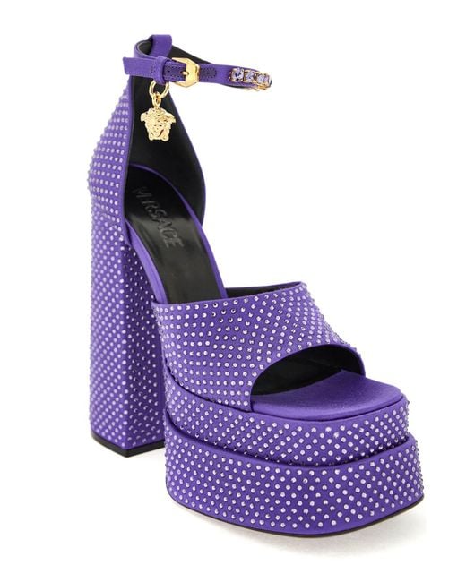 Versace Purple Medusa Aevitas Double Platform Sandals