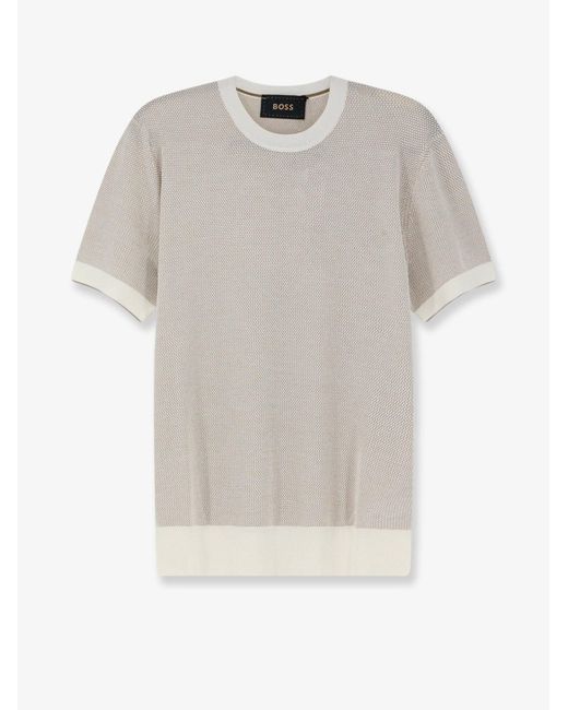 Boss White Sweater Necasio Silk-Cotton for men