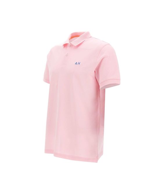 Sun 68 Pink Solid Pique Cotton Polo Shirt for men