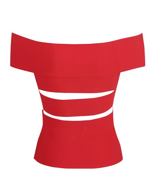Alexander McQueen Red Cut-out Off-shoulder Stretched Top