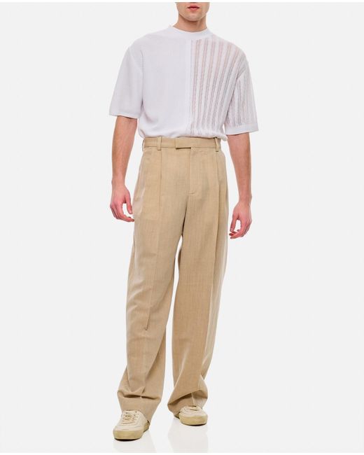 Jacquemus Natural 'titolo' Pleat-front Trousers, for men