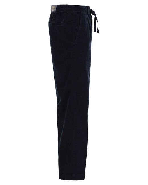 Ralph Lauren Blue Corduroy Trousers With Pleats for men