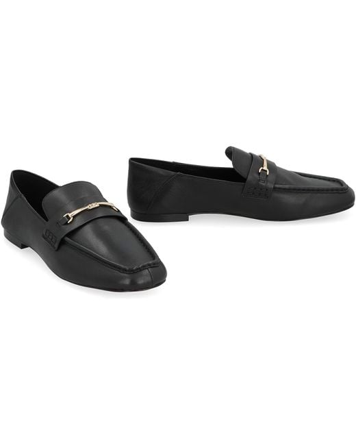 MICHAEL Michael Kors Black Lena Leather Loafers Goatskin