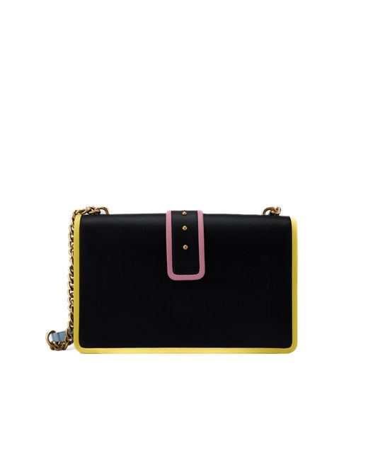 Pinko Classic Love One Black Bag With Multicolor Profiles | Lyst