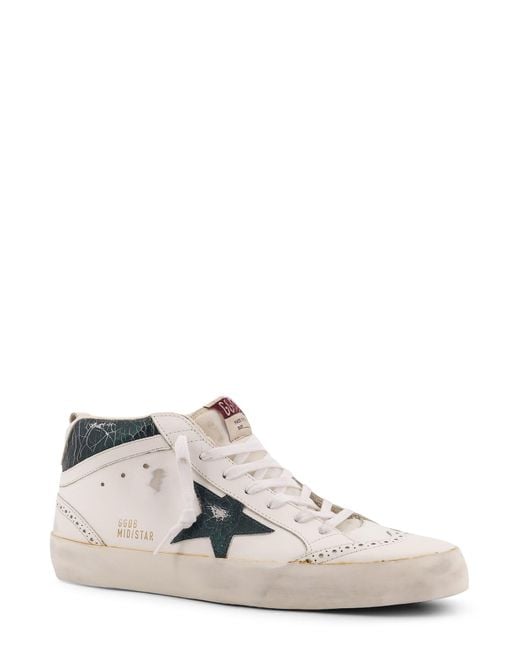 Golden Goose Deluxe Brand White Mid Star Double Quarter High-Top Leather Sneakers for men