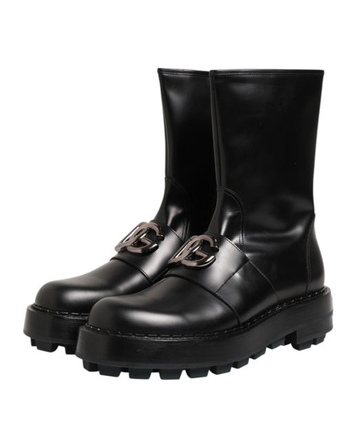 Dolce & Gabbana Black Mv7938 Leather Ankle Boots for men