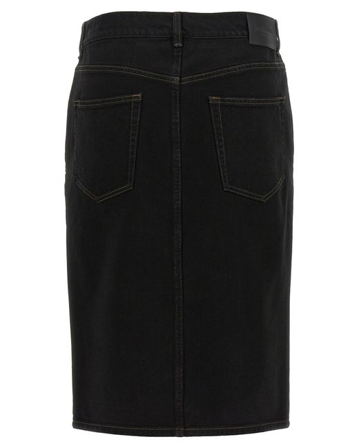 Saint Laurent Black Cotton Midi Skirt