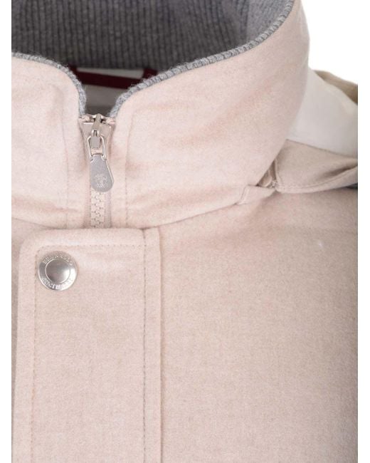 Brunello Cucinelli Pink Wool Flannel Down Jacket for men