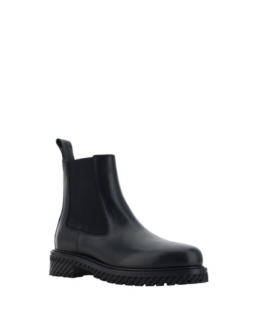 Off-White c/o Virgil Abloh Black Round-toe Leather Ankle Boots for men