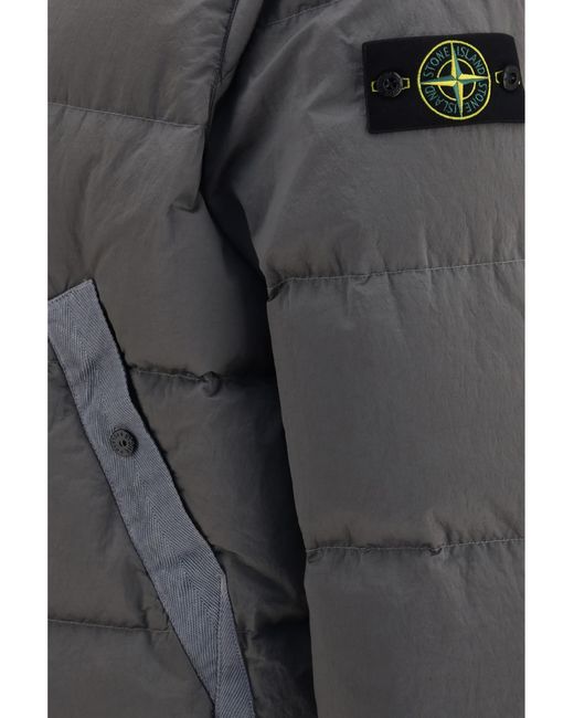 Stone Island Gray Hooded Puffer Jacket Nylon Metal Outer: Polyamide for men