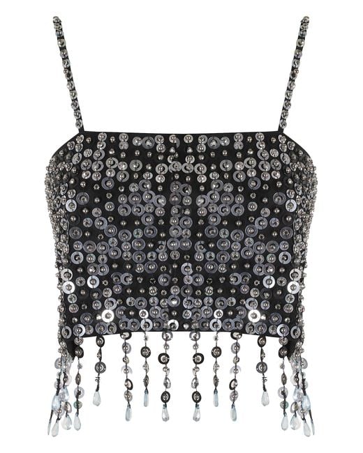 Pinko Black Pongo Top Paillettes