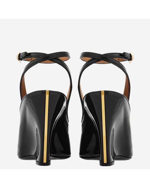 Ferragamo Black Leather Wedges