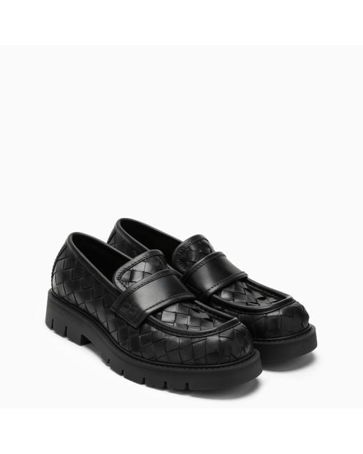 Bottega Veneta Black Leather Loafers for men