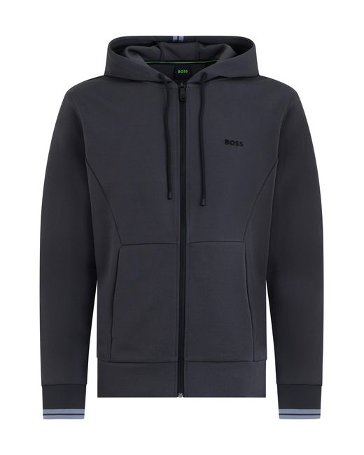 Boss Black Zip-Up Cotton Hoodie for men