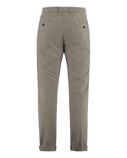 Dondup Gray Checked Trousers With Roll-Up Ankle Cuffs Lyocell Chinos for men