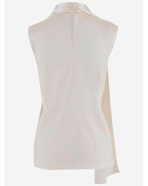 Bottega Veneta White Top Stretch Silk Satin Tops