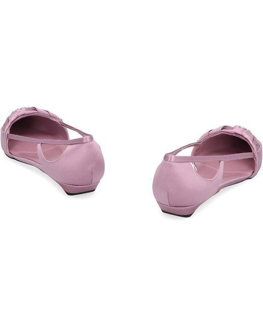 Prada Pink Satin Ballet Flats