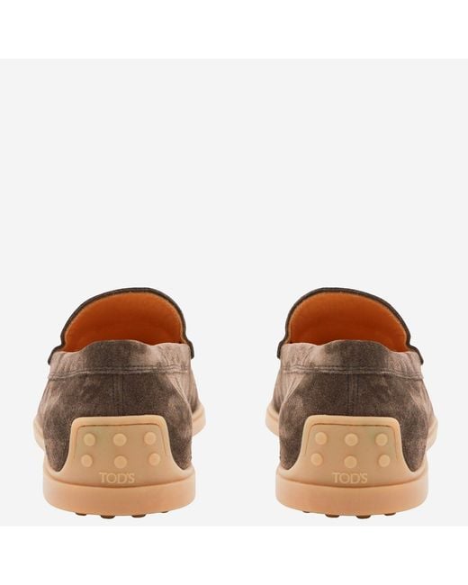 Tod's Brown Suede Loafers Calfskin for men