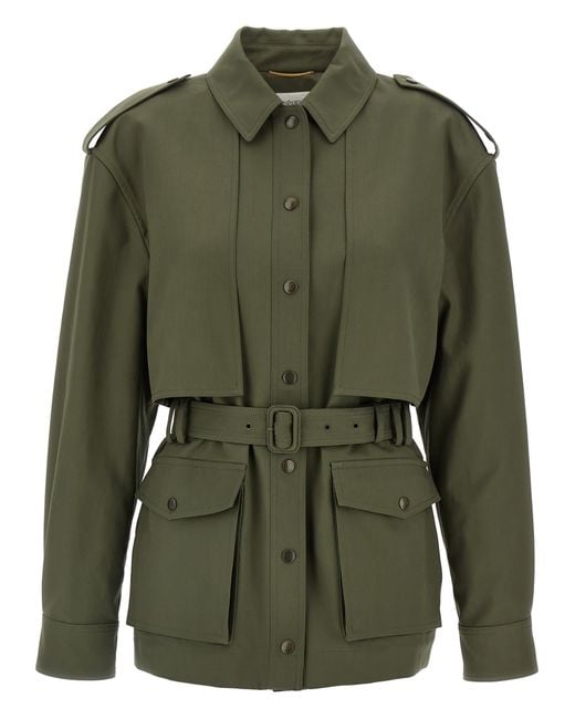 Saint Laurent Green Saharan Trench Coat