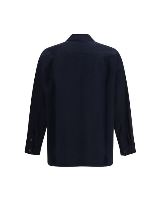 Giorgio Armani Blue Cotton Shirt With Classic Collar for men