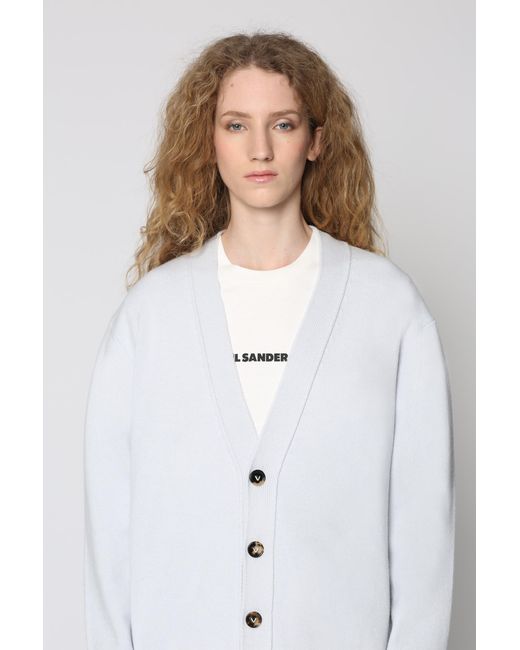 Bottega Veneta White Cashmere Cardigan With Elbow Patches Cardigans