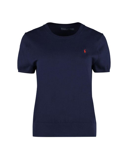 Polo Ralph Lauren Blue Logo Embroidered Cotton Sweater