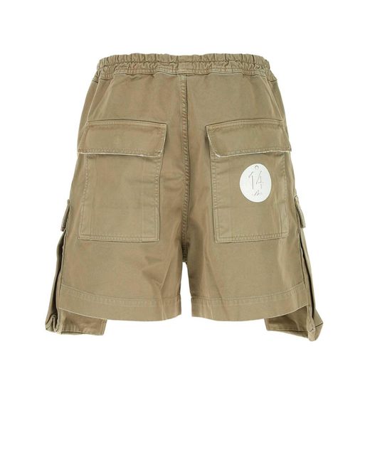 14 Bros Green Army Cotton Scanlon Bermuda Shorts for men