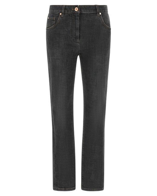 Brunello Cucinelli Gray Cotton Slim Fit Jeans Clothing