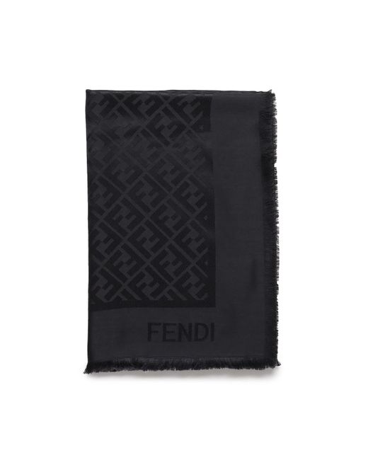 Fendi Black Ff Diagonal Silk Shawl