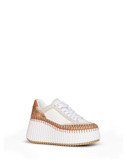 Chloé White Chloé Nama Wedge Sneakers