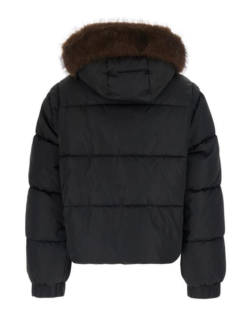 Pinko Black Padded Jacket With Hood, Polyester Puffer