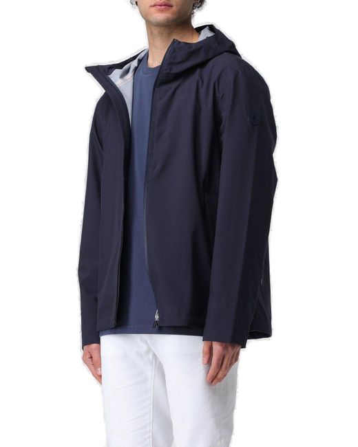 Save The Duck Blue Jari Logo Patch Hooded Jacket for men
