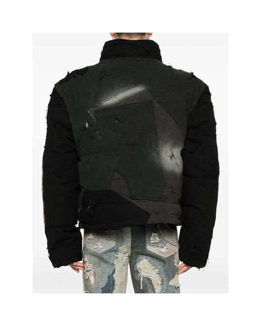 Who Decides War Black Patchwork Pocket Jacket for men