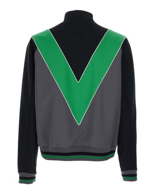 Valentino Green High-Neck Sweatshirt V-Inlay Polyester Sweatshirts for men
