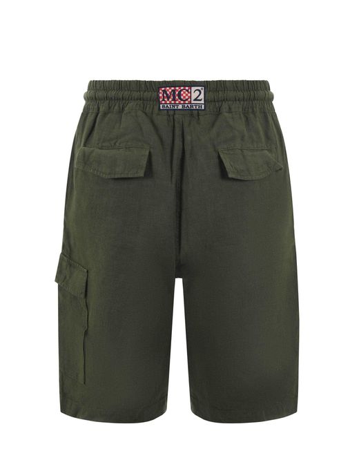 Mc2 Saint Barth Green Linen Shorts for men