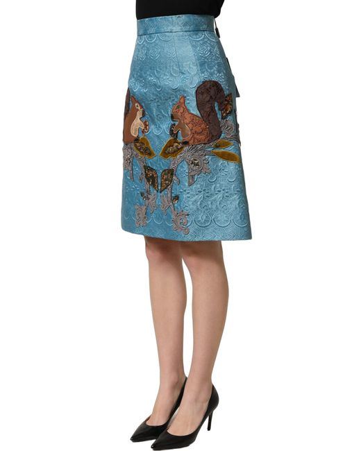 Dolce & Gabbana Blue Jacquard Embroidered A