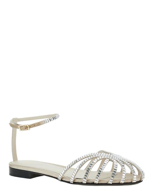 ALEVI White Rebecca Sandals With Crystals