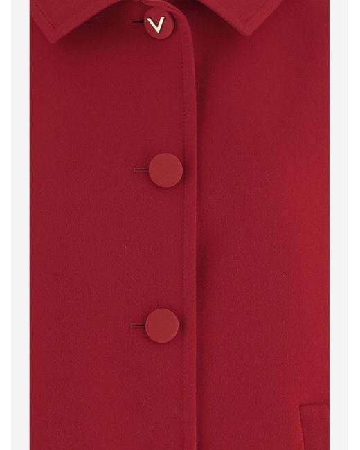 Valentino Red Coat Wool And Cashmere