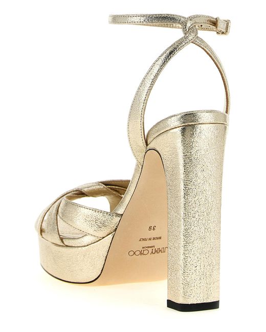 Jimmy Choo Metallic Tencel Stiletto Heel Sandals