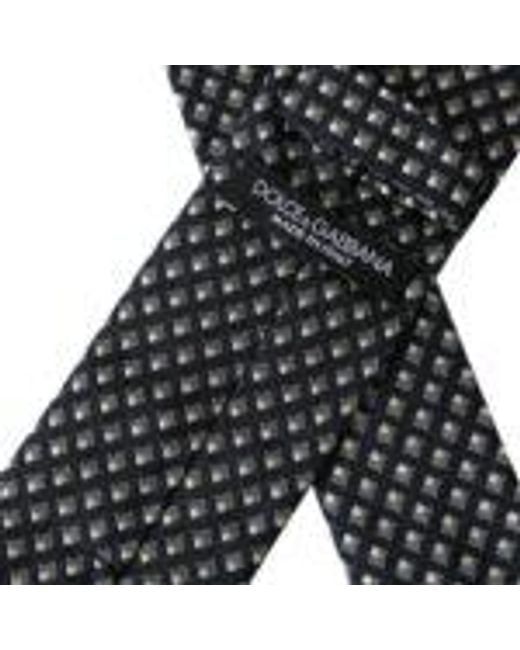 Dolce & Gabbana Gray 100% Silk Patterned Adjustable Tie for men