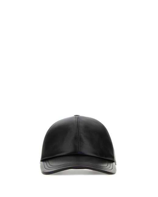 Prada Black Logo-plaque Leather Baseball Cap for men