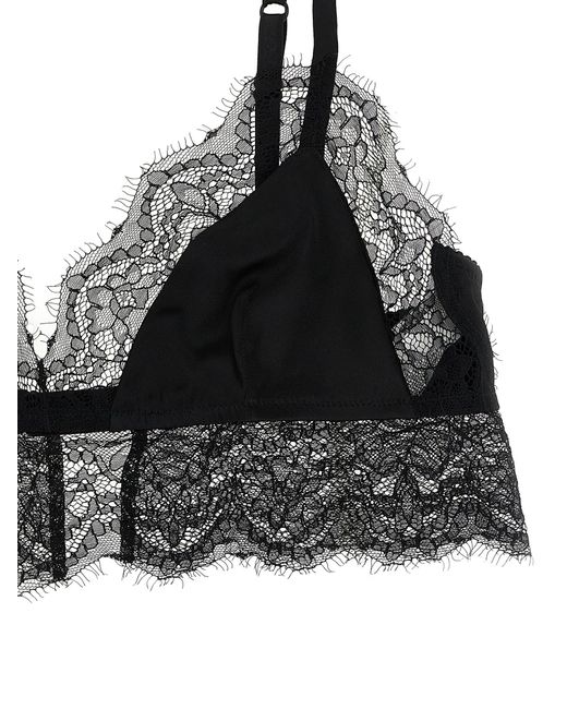 Dolce & Gabbana Black Silk Bra With Lace Inserts