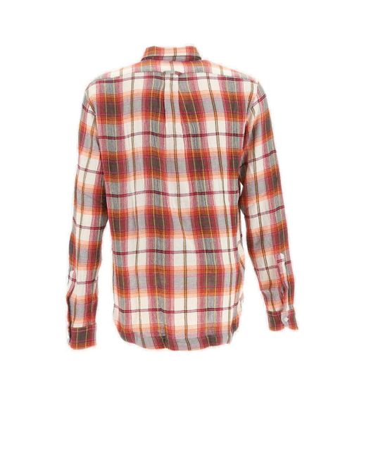 Barena Red Long-sleeved Checked Shirt for men