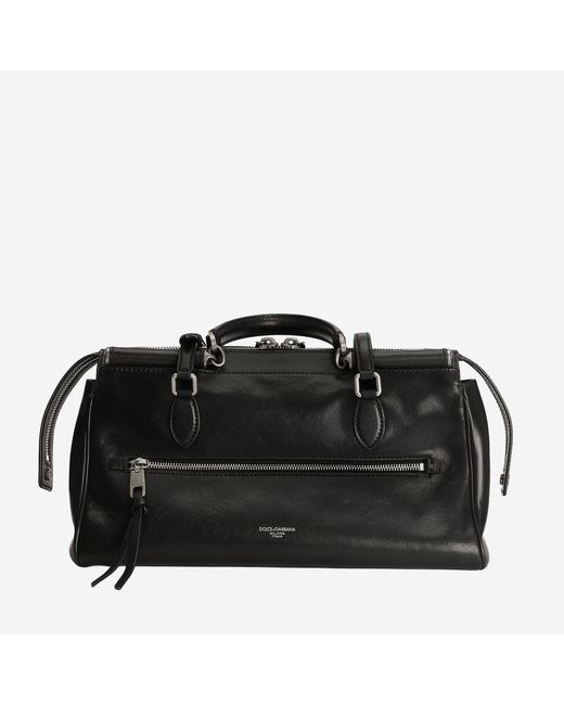 Dolce & Gabbana Black Calfskin Shoulder Bag With Charm