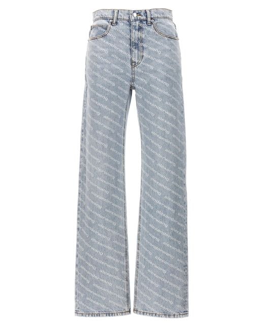Alexander Wang Blue 'St Pebble Bleach Logo Print' Jeans