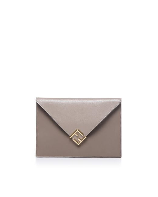 Fendi Gray Flat Pouch Ff Diamonds