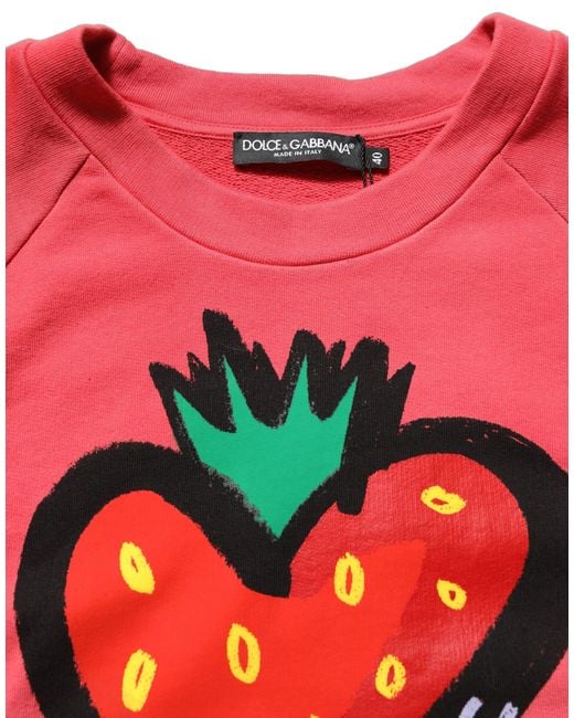 Dolce & Gabbana Red Strawberryprint Sweatshirt Sweater Cotton Accessory