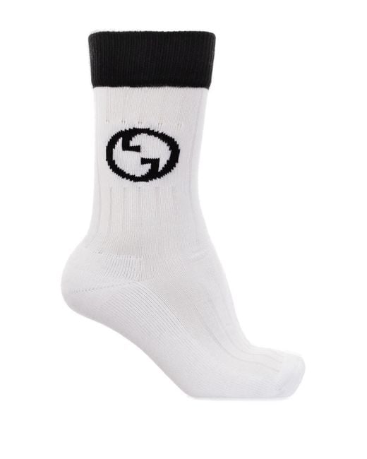 Gucci White Interlock gg Sports Sock for men
