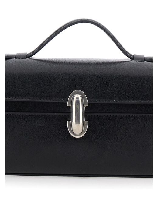 SAVETTE Black Clutch Slim Symmetry Leather Calf Hand Bags